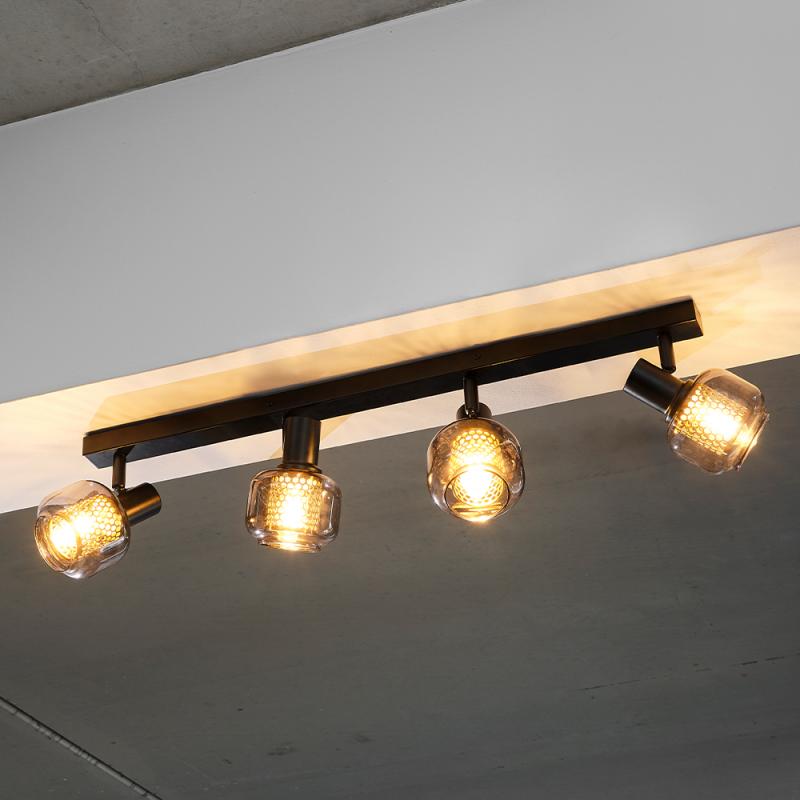 OSRAM Decor 4er Spot Firefly in Schwarz - warmweißes Licht, dimmbar, Metall/Glas