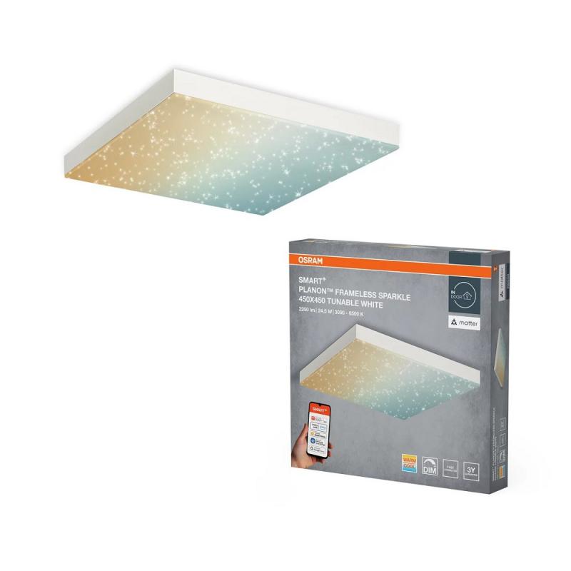 Osram SMART+ Matter Planon Frameless Sparkle 45x45cm Funkeleffekt erinnert an einen Nachthimmel