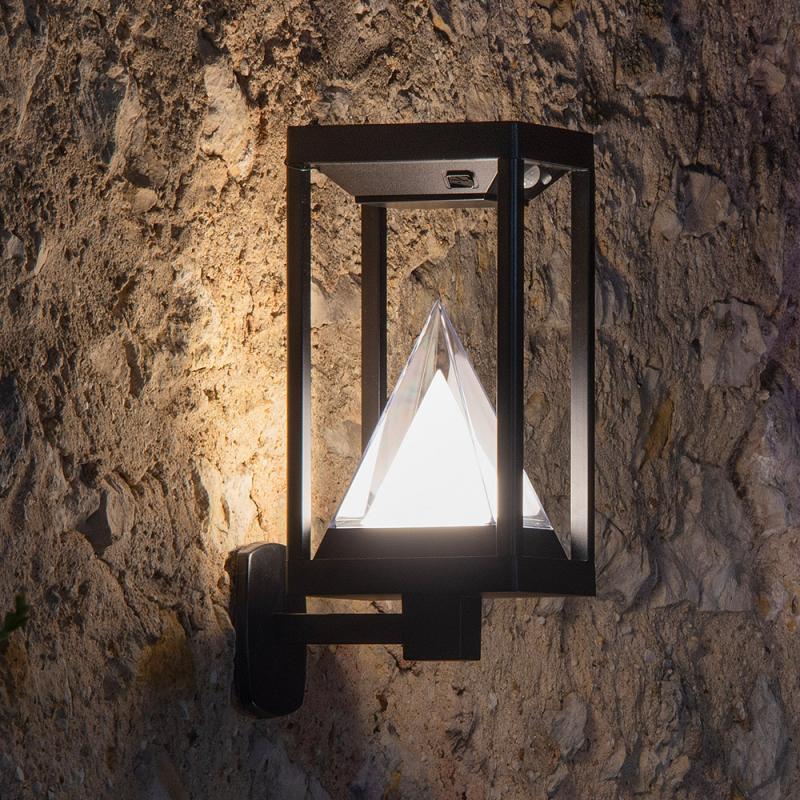 OSRAM Smart+ Bluetooth Solar LED Wandleuchte Alps in Laternenform mit Pyramidenlichtkegel & Multicolor & Sensor