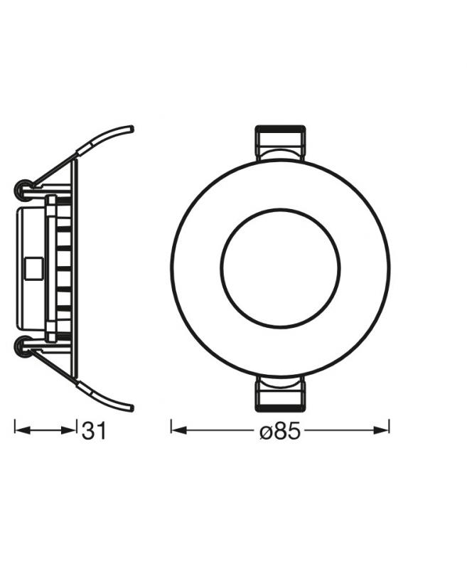 Osram SMART+ Matter Recess Slim Einbauleuchte  85mm Tunable White ultra flach, Einbaudurchmesser 72 mm, Einbautiefe 35 mm