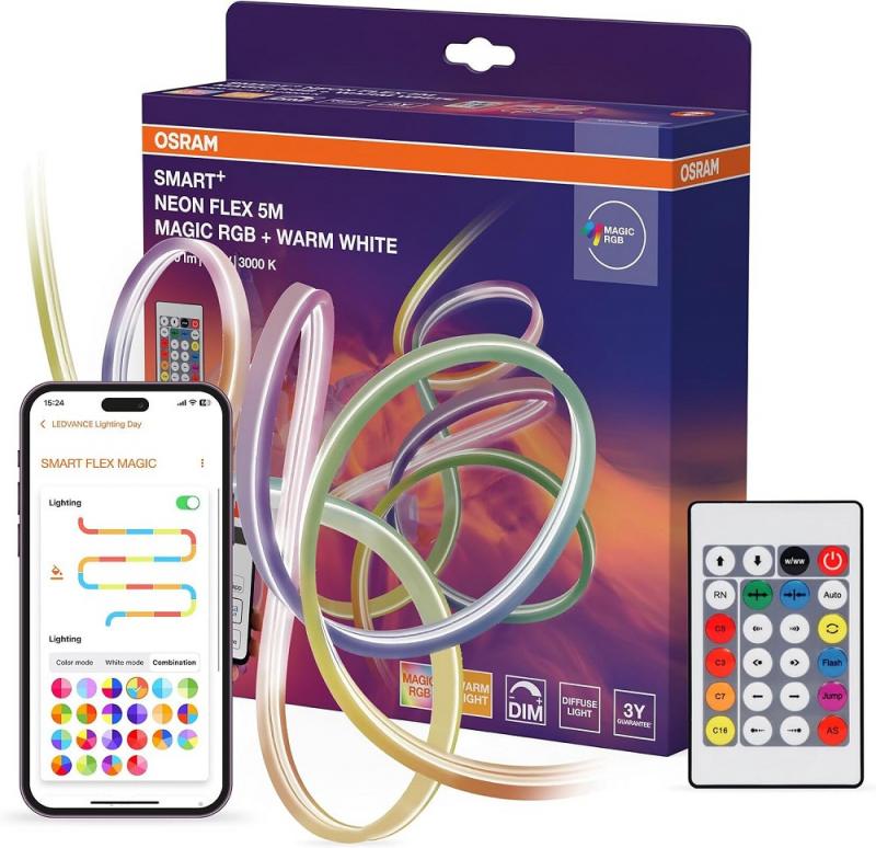 5M OSRAM LED-Streifen Smart+ Wifi Neon Flex Magic RGB 830 Remote Control Outdoor IP44