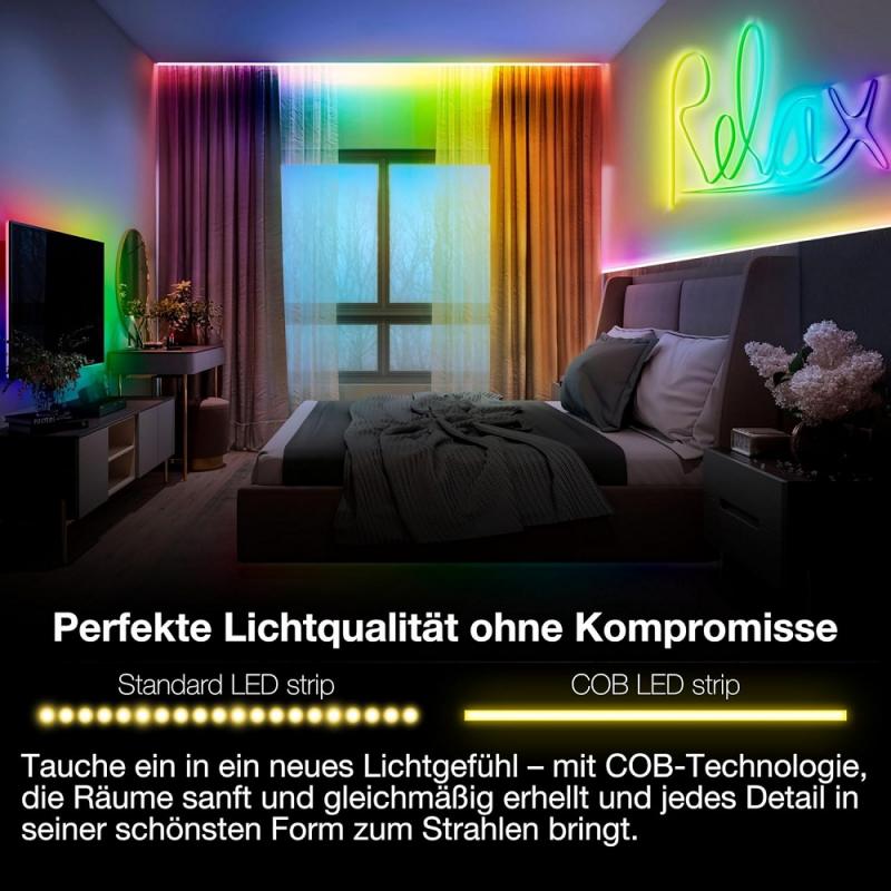 5M OSRAM Smart+ Wifi Flex LED-Streifen COB Magic RGB Remote Control Indoor IP20 - steuerbar über WiFi oder beigefügter Fernbedienung