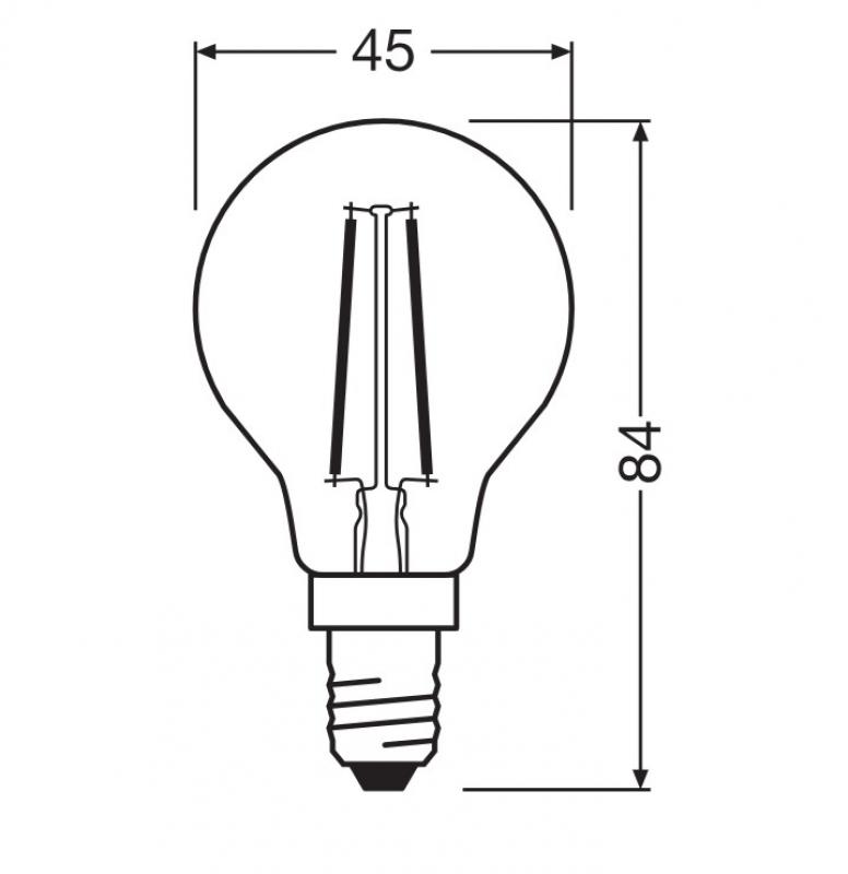 Ledvance E14 LED Tropfenlampe Classic P25 klar 2,5W wie 25W 3000K warmweißes Licht
