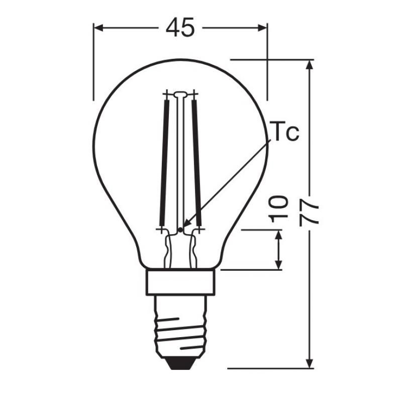 Ledvance E14 LED Tropfenlampe Classic P25 klar 2,5W wie 25W 2700K warmweißes Licht