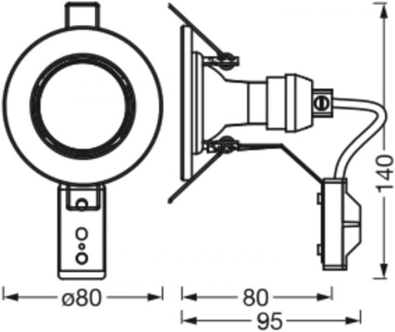 OSRAM 5er Set Spotlight  LED Einbauleuchten Brushed Nickel warmweiße GU10 LED´s, Einbaudurchmesser 60 mm, Einbautiefe 140 mm