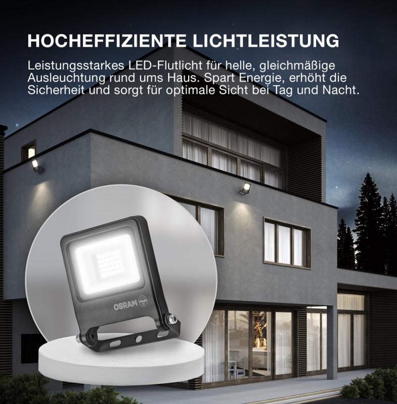 Osram LED Fluter Endura Flood LED 20W DG 4000K Neutralweiß IP65 grau