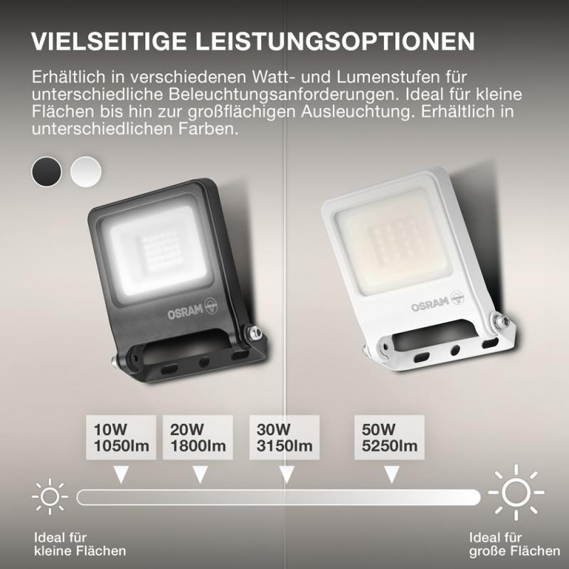 Osram LED Fluter Endura Flood LED 20W DG 4000K Neutralweiß IP65 grau