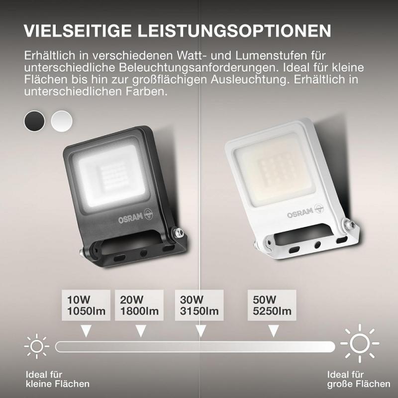 Osram Endura Flacher LED Fluter 30W 3000K warmweiß IP65 weiss Garagen- und Hofbeleuchtung