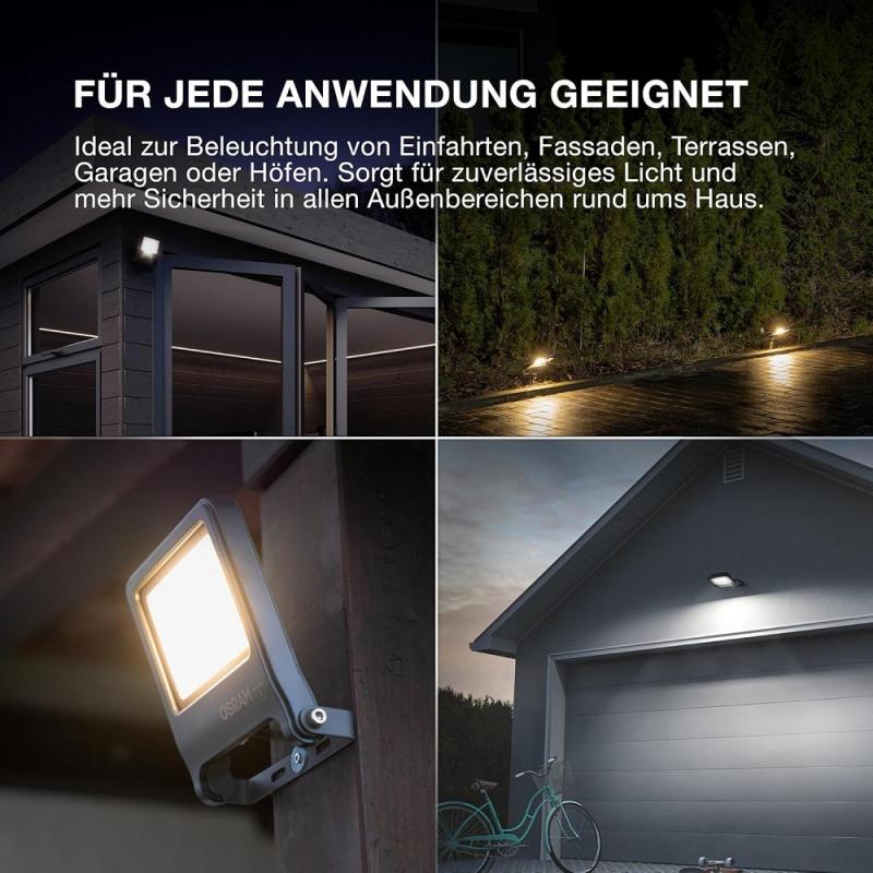 Osram Endura Flacher LED Fluter 30W 3000K warmweiß IP65 weiss Garagen- und Hofbeleuchtung