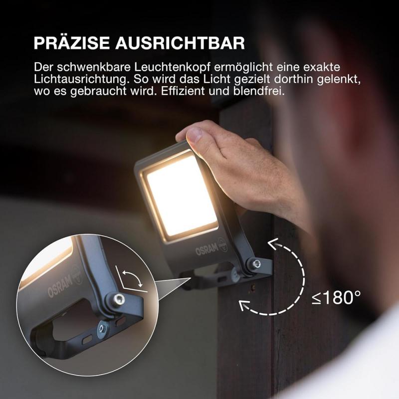Osram Endura Flacher LED Fluter 30W 3000K warmweiß IP65 weiss Garagen- und Hofbeleuchtung