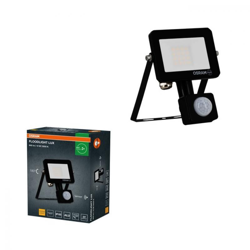 Osram LED Fluter LUX schwarz 3000K warmweißes Licht 10W IP65 mit Sensor