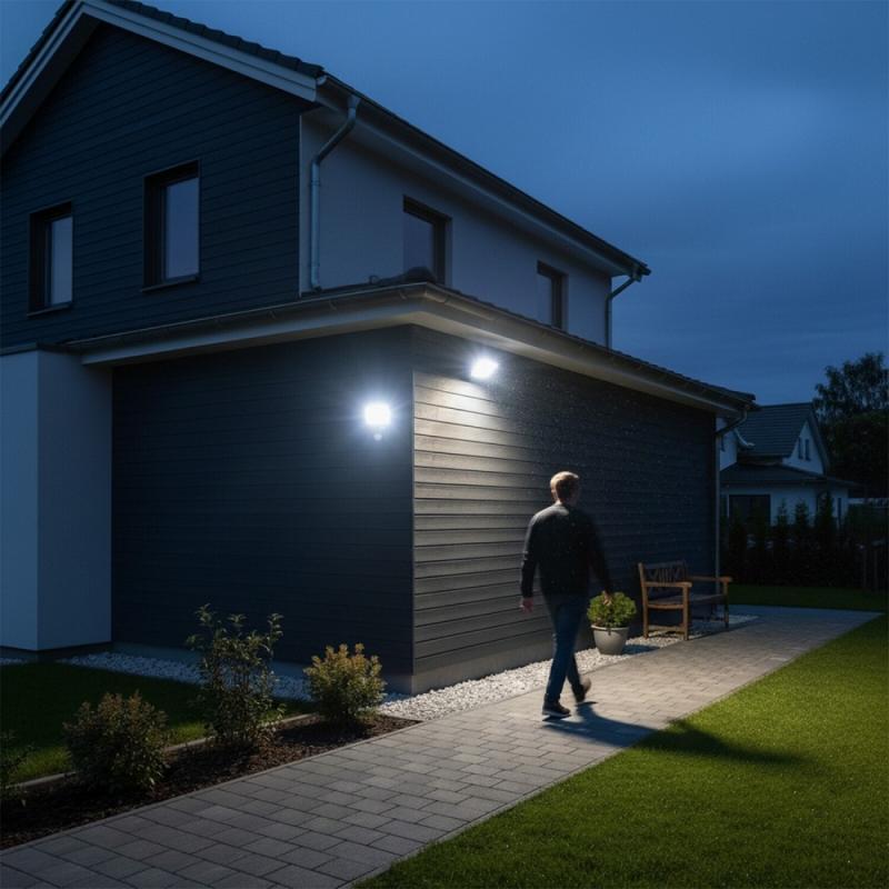 Osram LED Außen-Strahler LUX schwarz 4000K universalweißes Licht 30W IP65 mit Sensor - Fassaden- und Garagenstrahler