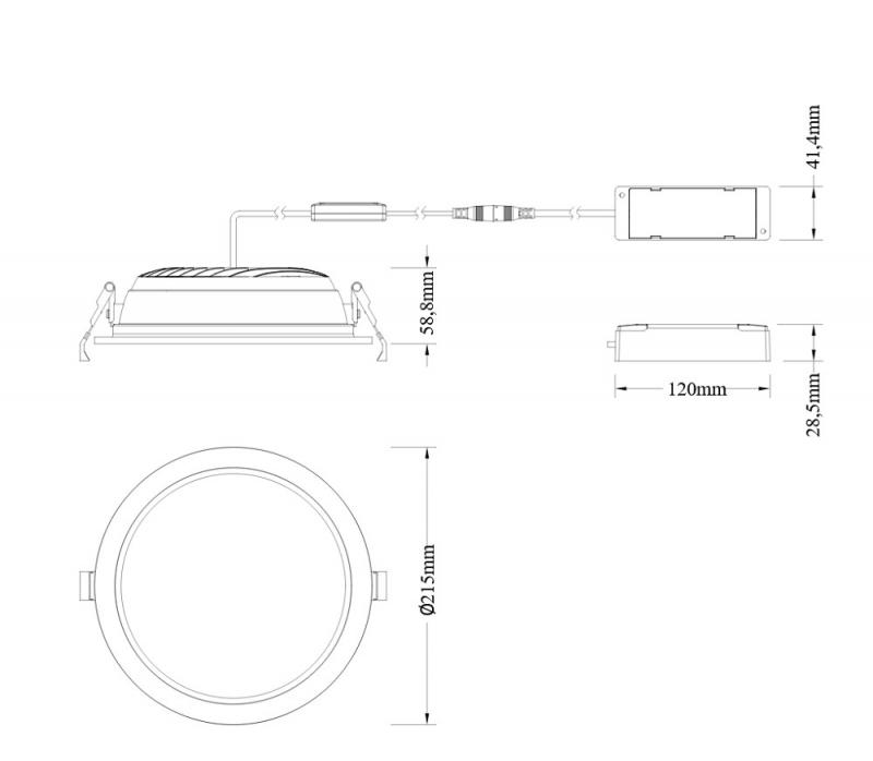 LEDVANCE DOWNLIGHT DL CMFT D200 P 30W ML 93040 OP Einbaudurchmesser: 200 mm, Einbautiefe  59 mm