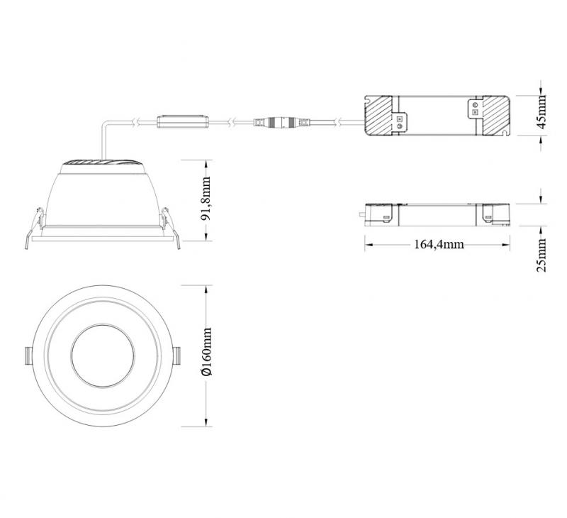 LEDVANCE DOWNLIGHT COMFORT DALI UGR19 -  DL CMFT DA D150 P 18WML 93040 U19 weiß