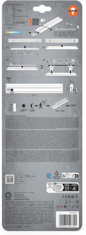 Mobile OSRAM LED Lichtleiste Linear 200 USB und Batteriebetrieb Unterbauleuchte mit Bewegungsmelder - Silber