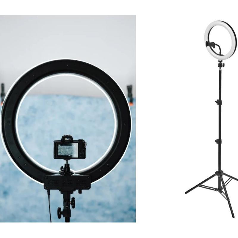 Osram Mobiles LED-Ringlicht mit Stativ für Bild- und Produktbeleuchtung mit USB & Bluetooth