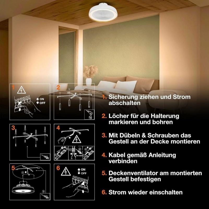 OSRAM Deckenlicht/-ventilator Ceiling Fan Compact 480 49W Tunable White mit Fernbedienung