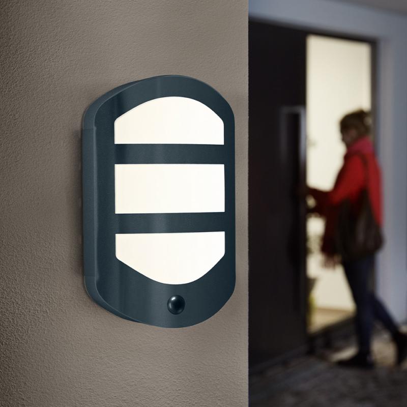 OSRAM ENDURA Style Plate Wandleuchte mit Sensor 12W IP44 Dunkelgrau