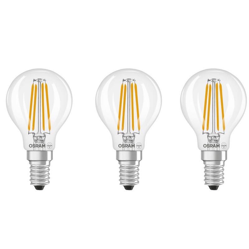 3er Pack Osram E14  BASE LED Leuchtmittel Filament 5,9W wie 60W Warmweiße Wohnungsbeleuchtung