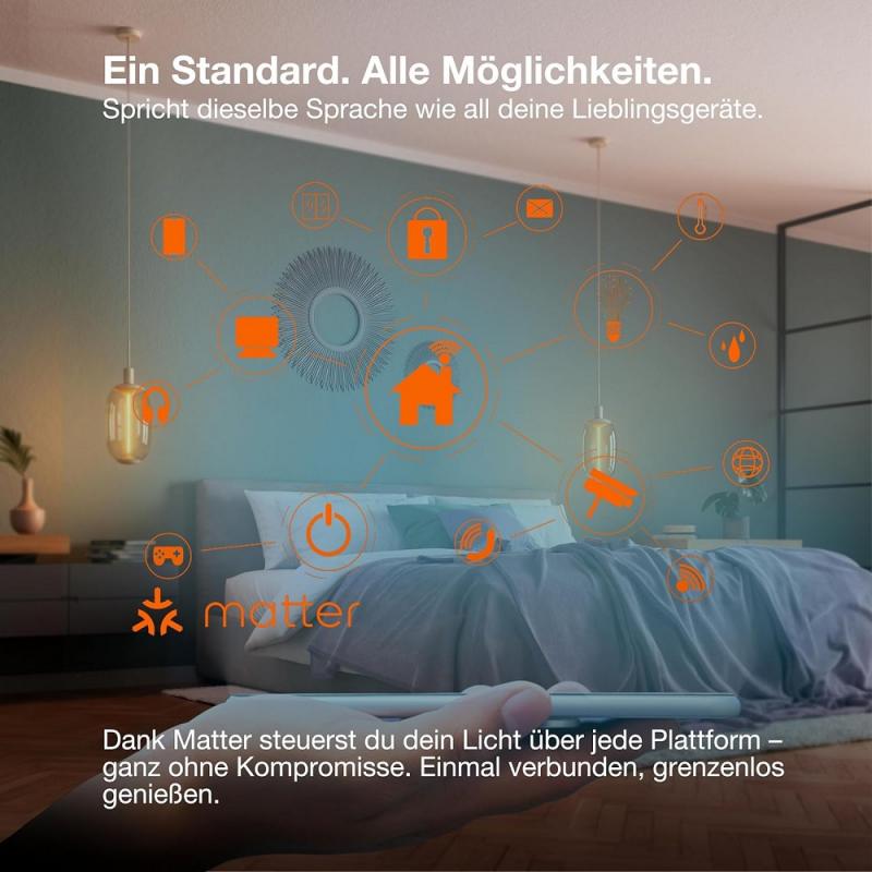 OSRAM E14 SMART+ MATTER Classic B40 Kerze Tunable White 4,9W wie 40W dimmbar - kompatibel mit Alexa, Google Home, Matter über WiFi