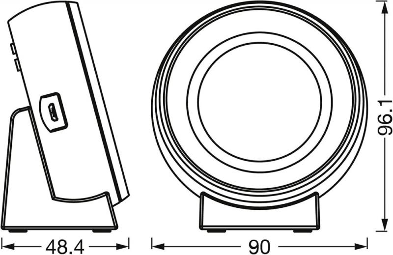 OSRAM NIGHTLUX Digitale Uhr & Nachtlicht Akku und USB-Ladekabel, Farbwechselfunktion für weißes Licht