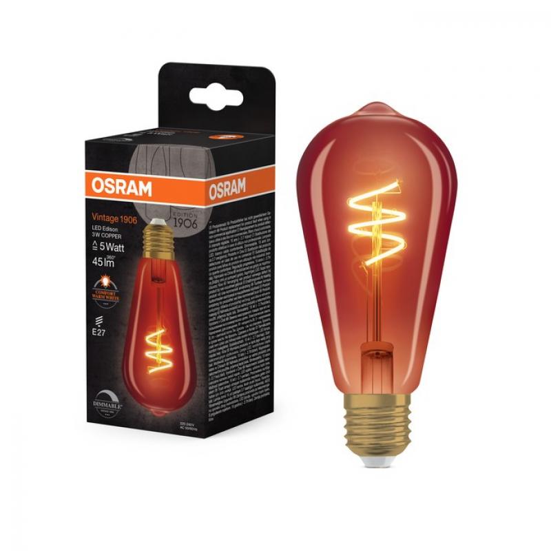 OSRAM E27 Lampe Vintage 1906 LED Classic Slim Filament Edison DIMMABLE 3W 1800K Copper