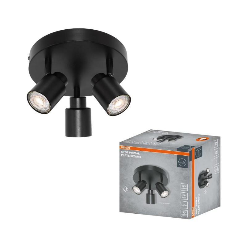 OSRAM LED SPOT PRIMAL 3X GU10 PLATE DECKENLEUCHTE SCHWARZ