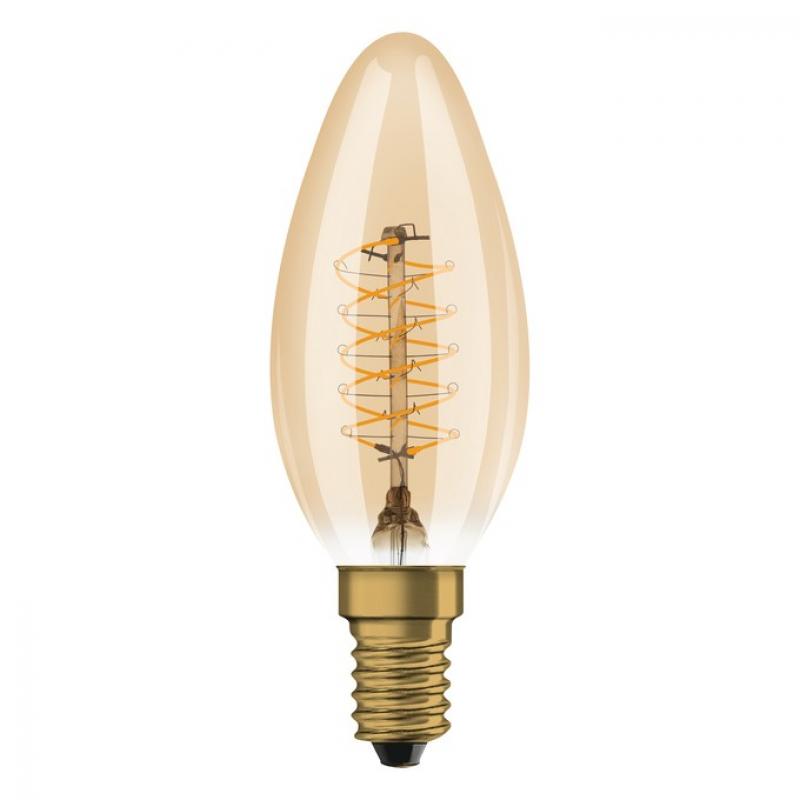 2er Pack OSRAM E14 Lampe Vintage 1906 LED Classic B25 Slim Filament DIMMABLE 3,4W 2200K Gold