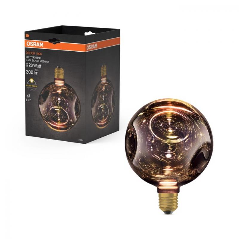 OSRAM DECOR LED Flat Lamp 3,5W 827 E27 Electro Glass Medium Black nicht dimmbar