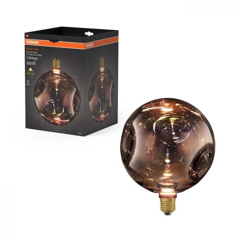 OSRAM DECOR LED FLAT Lampe 3,5W 827 E27 IN ELECTRO GLASS LARGE BLACK 2700K nicht dimmbar