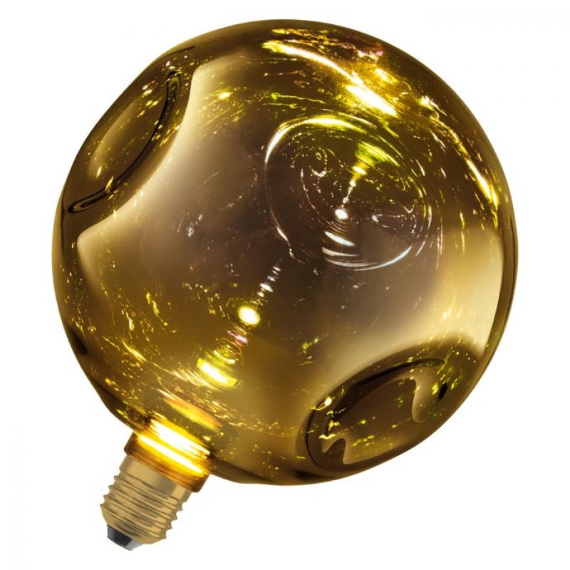 DECOR LED FLAT LAMP 3,5W 827 E27 IN ELECTRO GLASS LARGE GOLD 2700K nicht dimmbar