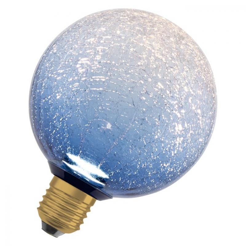 OSRAM DECOR LED Flat Lamp 3,5W 827 E27 Cracked Glass Round Blue nicht dimmbar