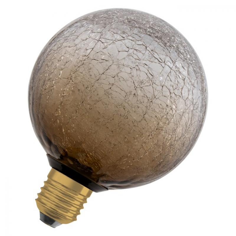 OSRAM DECOR LED Flat Lamp 3,5W 827 E27 Cracked Glass Round Brown nicht dimmbar