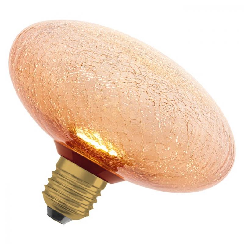 OSRAM DECOR LED Flat Lamp 3,5W 827 E27 Cracked Glass Flattened Orange nicht dimmbar