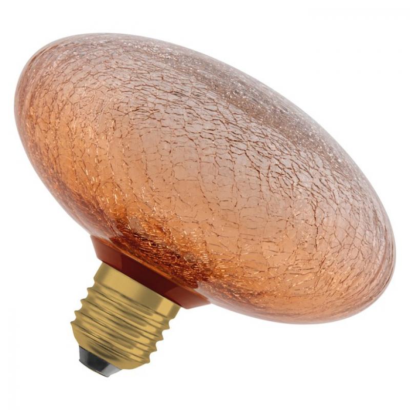 OSRAM DECOR LED Flat Lamp 3,5W 827 E27 Cracked Glass Flattened Orange nicht dimmbar