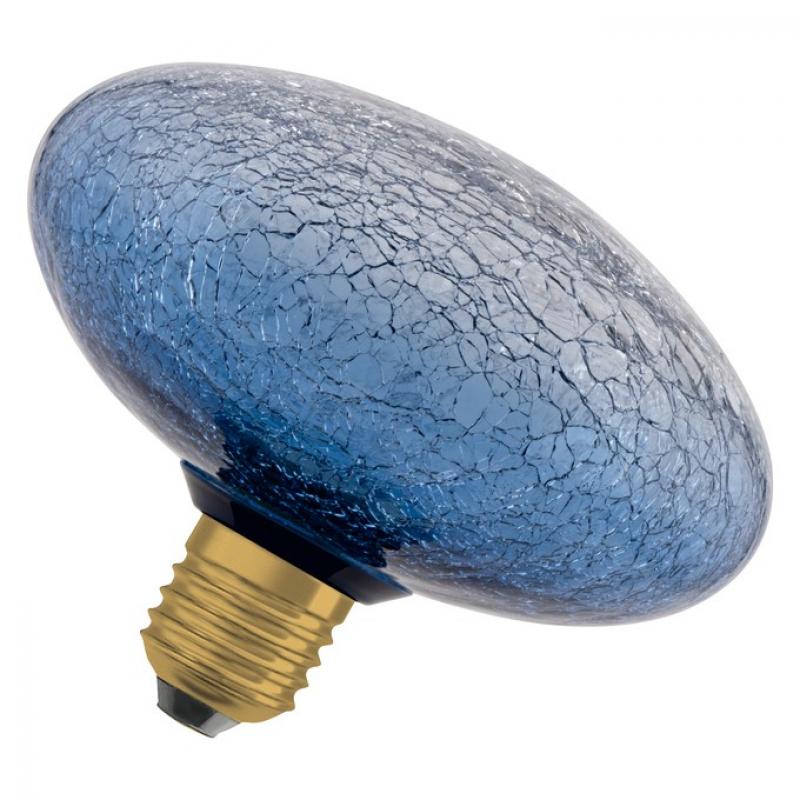 OSRAM DECOR LED Flat Lamp 3,5W 827 E27 Cracked Glass Flattened Blue nicht dimmbar