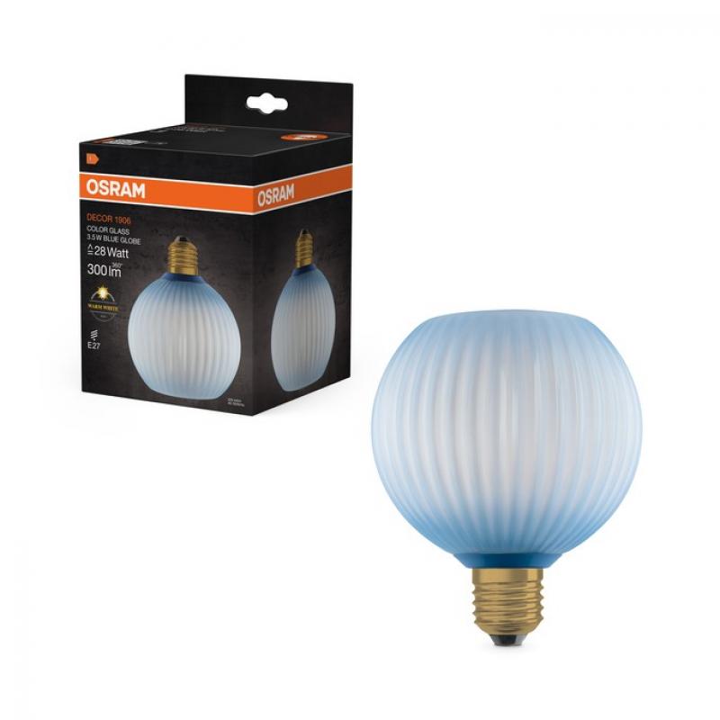 OSRAM DECOR LED Flat Lamp 3,5W 827 E27 Globe Blau Glas nicht dimmbar