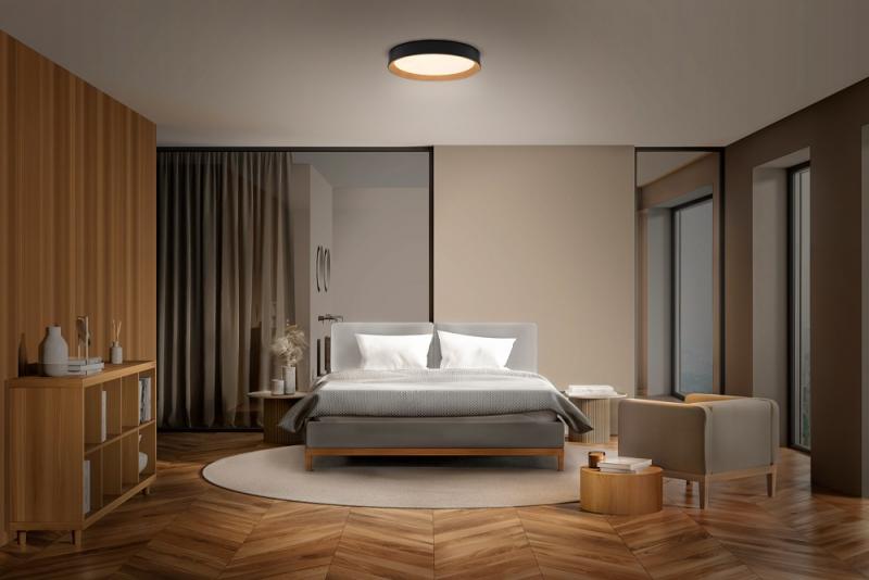 OSRAM ORBIS LARIOS 290mm 16W CLICK DIM 830 HOLZDEKOR SCHWARZ DECKENLAMPE