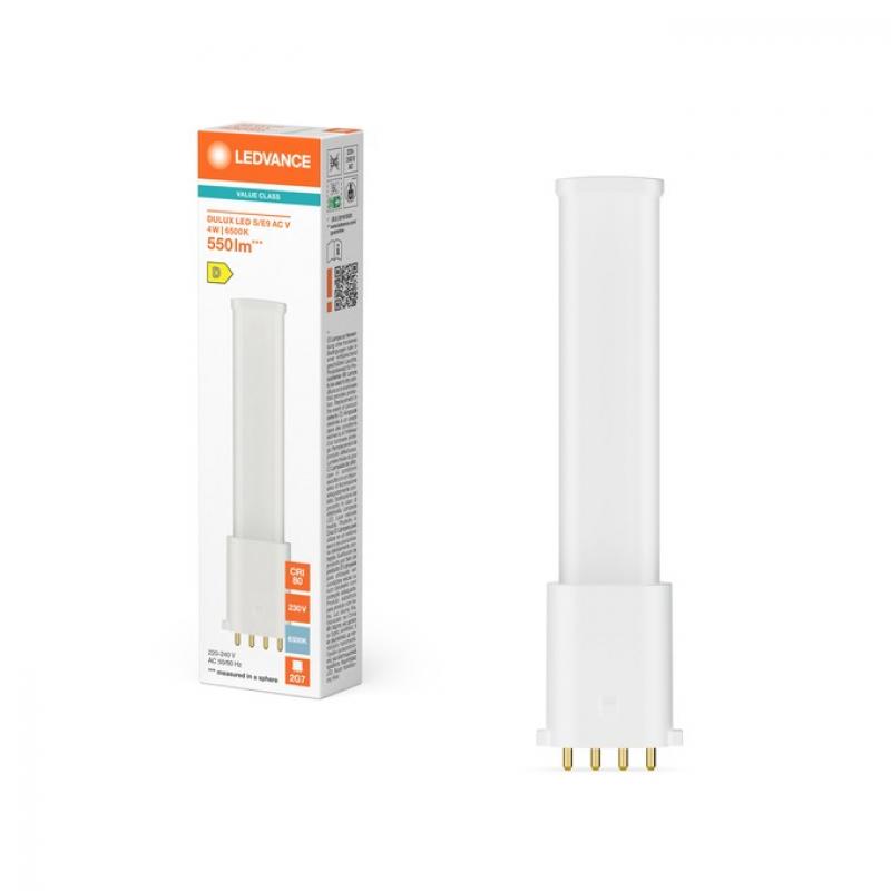 LEDVANCE DULUX LED S/E9 4W wie 9W, 550 lm, 6500K tageslichtweiß, 2G7, 230V, nicht dimmbar