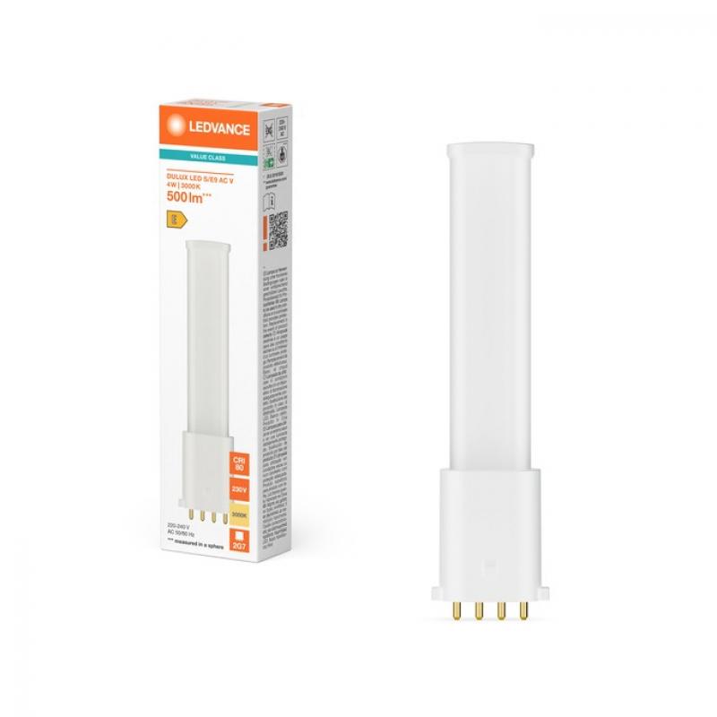 LEDVANCE DULUX LED S/E9 4W wie 9W, 500 lm, 3000K warmweiß, 2G7, 230V, nicht dimmbar
