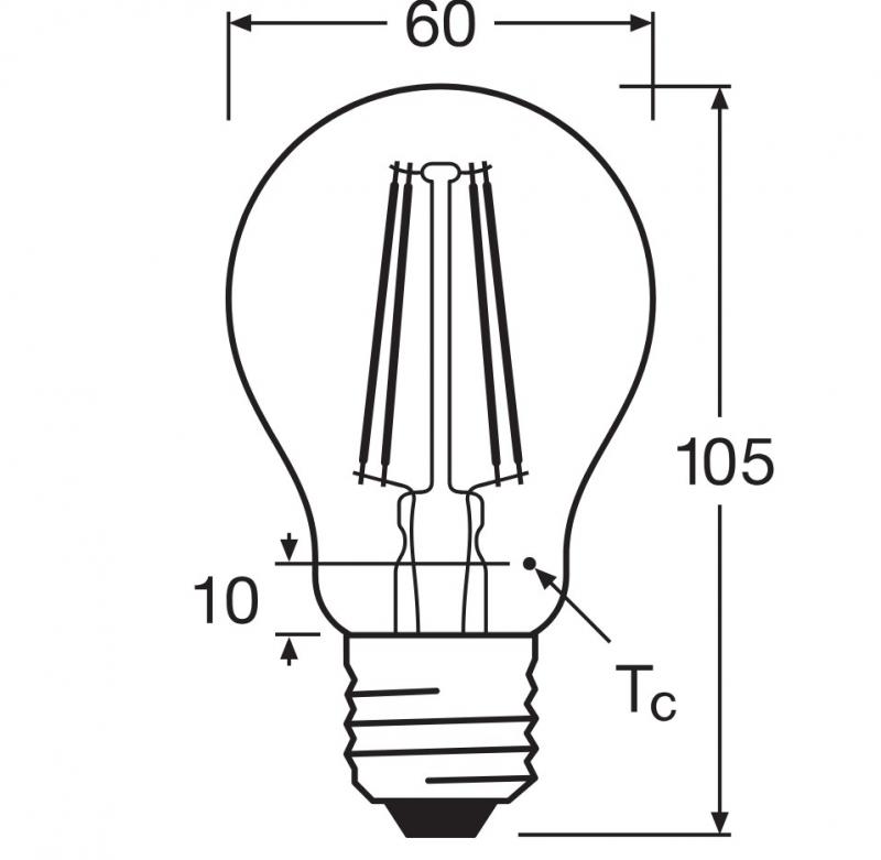 OSRAM LED Classic A 75 Filament DIM Energy Efficiency Class A 5W 840 E27 Klar 4000K 1055 lm 300° Kaltweiß