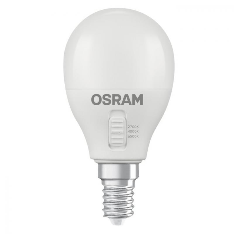 OSRAM E14 LED Lampe Classic P40 CCT Select 4,9W wie 40W dimmbar matt 470 lm 2700K–6500K