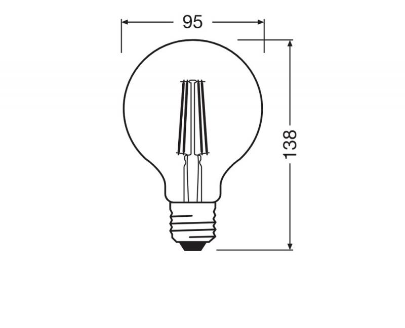 OSRAM LED Superstar Globe 95 Filament dimmbar 5.9W 827 E27 Klar 2700K 806 lm Warmweiß | Ersatz für 60W
