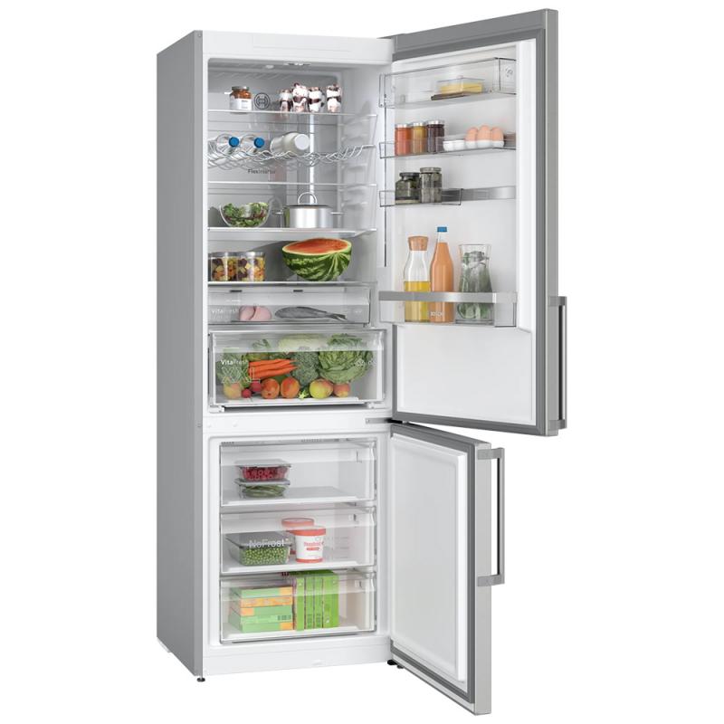 BOSCH Serie 6 Freistehende Kühl-Gefrier-Kombination mit Gefrierbereich unten 203 x 70 cm Edelstahl (mit Antifingerprint) - Kühlschrank