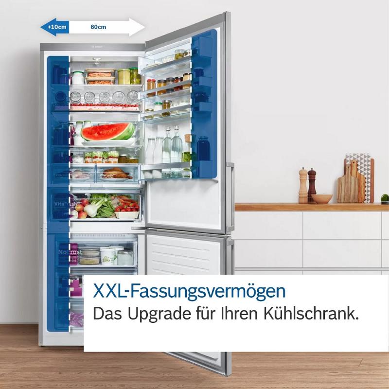 BOSCH Serie 6 Freistehende Kühl-Gefrier-Kombination mit Gefrierbereich unten 203 x 70 cm Edelstahl (mit Antifingerprint) - Kühlschrank