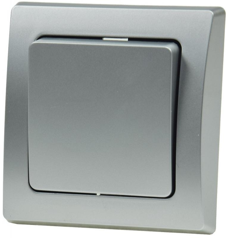 ChiliTec DELPHI 21107 Wechselschalter, 250 V/10 A, Silber, Unterputz, inkl. Rahmen