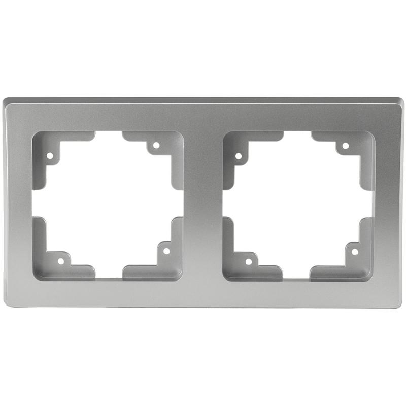 ChiliTec DELPHI 21114 2-fach Abdeckrahmen Silber, 150 × 80 × 14 mm, für Unterputz-Komponenten