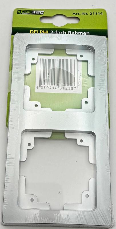 ChiliTec DELPHI 21114 2-fach Abdeckrahmen Silber, 150 × 80 × 14 mm, für Unterputz-Komponenten