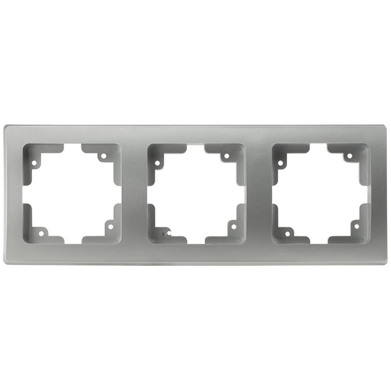 ChiliTec DELPHI 21115 3-fach Abdeckrahmen Silber, 224 × 80 × 14 mm, Hochglanz