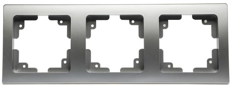 ChiliTec DELPHI 21115 3-fach Abdeckrahmen Silber, 224 × 80 × 14 mm, Hochglanz